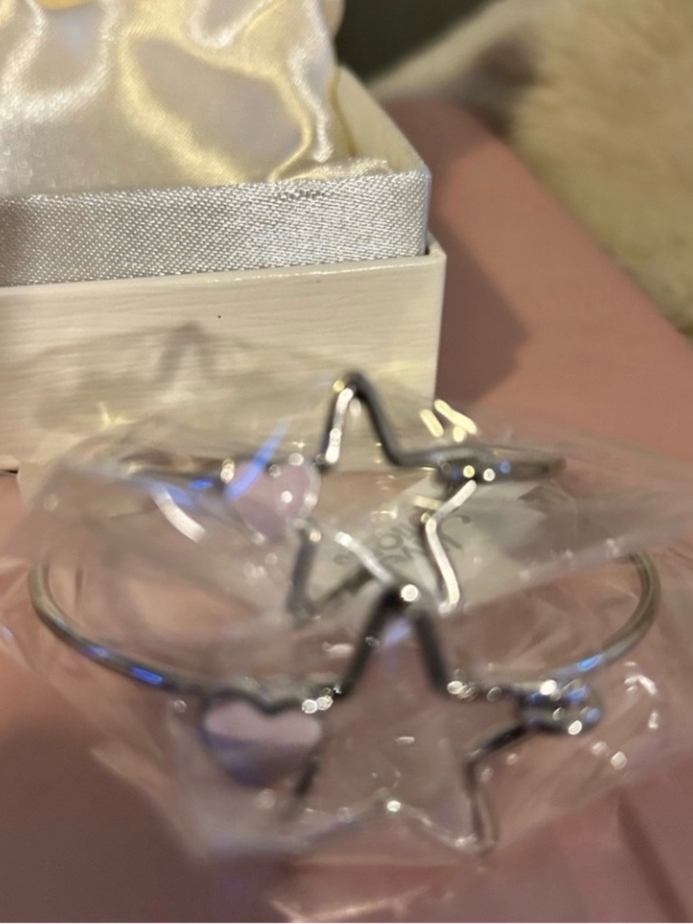Enesco Silver Star Bracelet with Pink Heart Accents mommy /baby